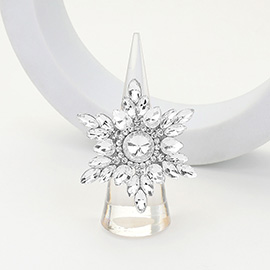 Round Marquise Stone Embellished Snowflake Stretch Ring